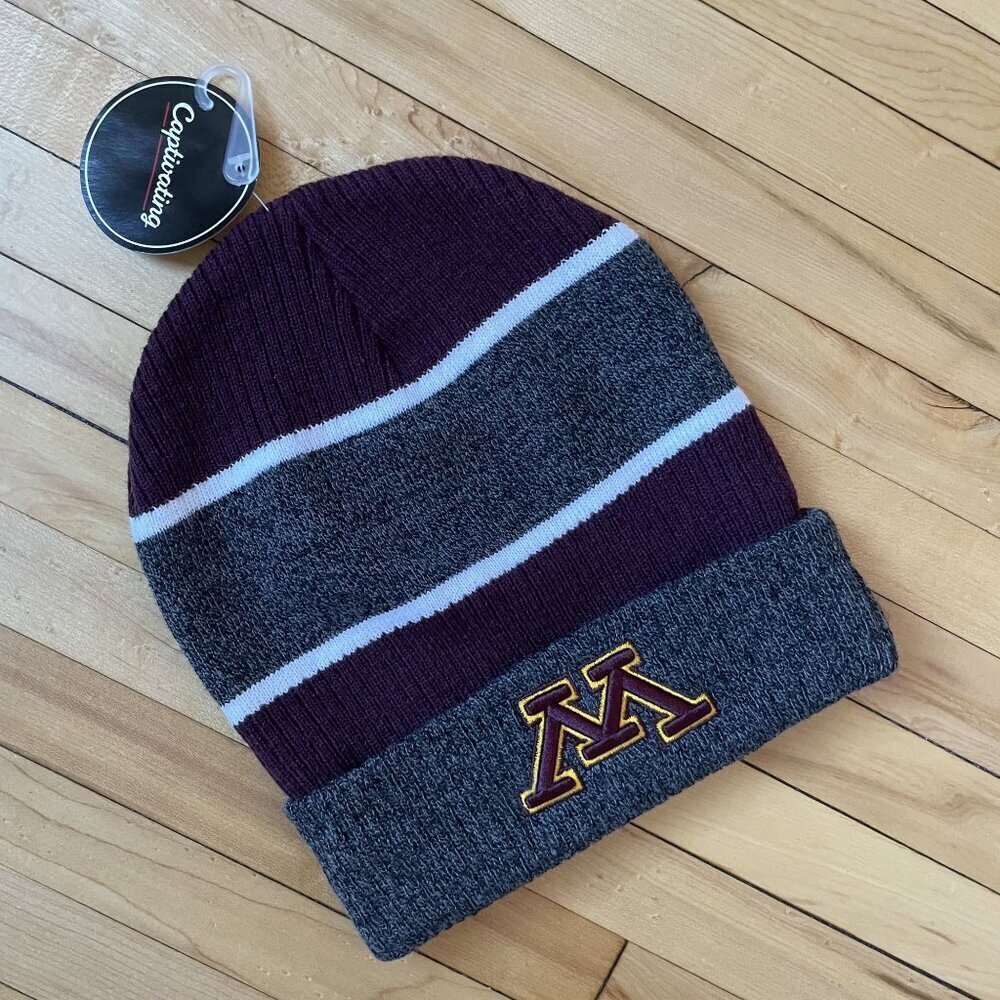 University Of Minnesota Gophers Knit Beanie Hat warm winter burgundy‎ gray